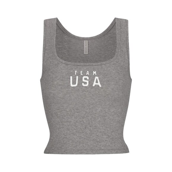 SKIMS Soft Lounge Tank Top + Pants Set Team USA Heather Gray 4X - Picture 3 of 14